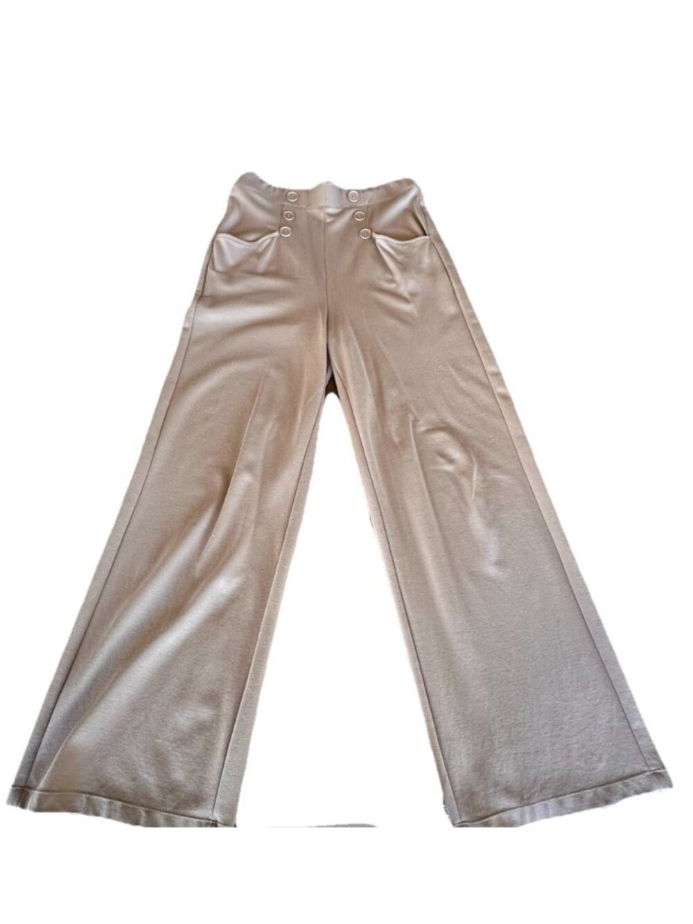 Max Studio London Camel Colored Trousers High Waist Pull On Buttons Medium